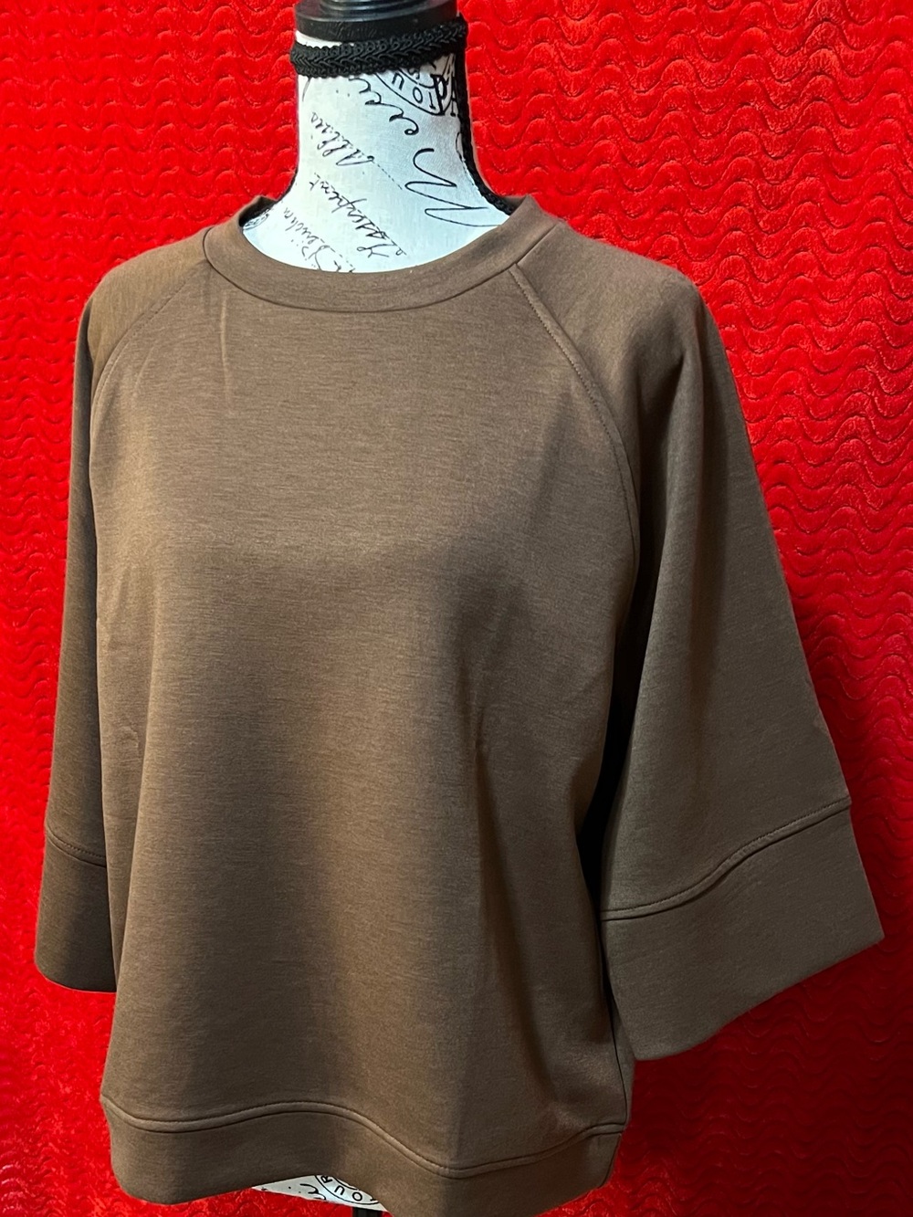 Women's Relaxed Brown  Boxy Raglan Sweatshirt